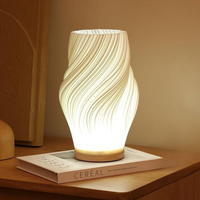 Lámpara de acento contemporánea con diseño de onda elegante y brillo ajustable