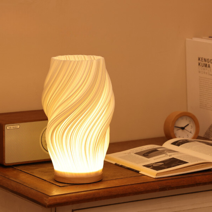 Lámpara de acento contemporánea con diseño de onda elegante y brillo ajustable