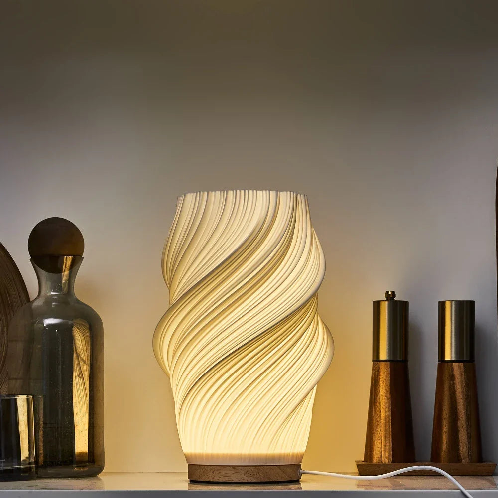 Lámpara de acento contemporánea con diseño de onda elegante y brillo ajustable
