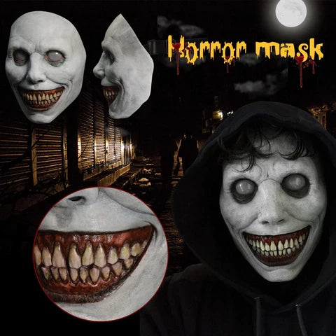 Creepy Smiling Face Evil Mask - Creepy White Eyed Demon Smiling Mask - product image 7