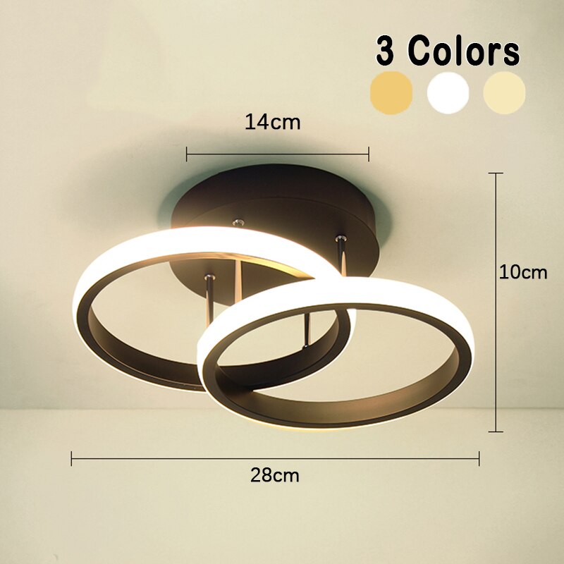 Lámpara de techo contemporánea de 3 anillos con luz LED ajustable para interiores