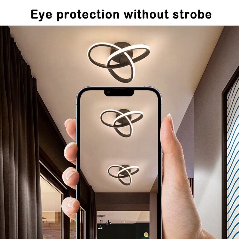 Lámpara de techo contemporánea de 3 anillos con luz LED ajustable para interiores