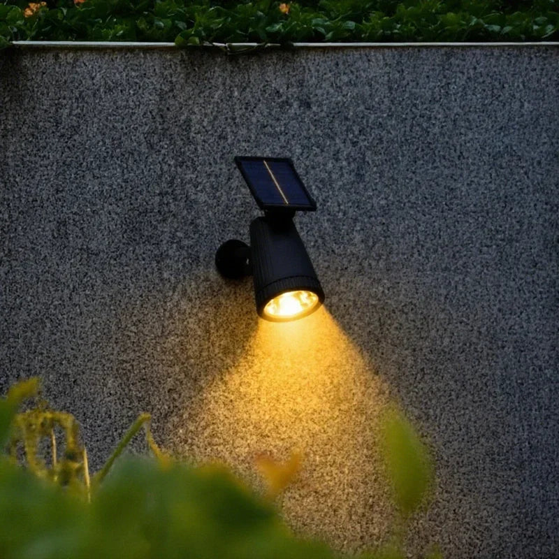 Luz solar LED para jardín exterior, foco ajustable e impermeable