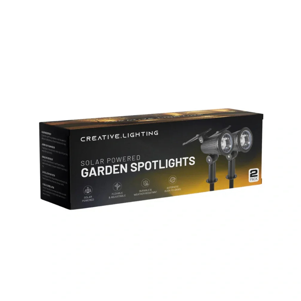 Luz solar LED para jardín exterior, foco ajustable e impermeable