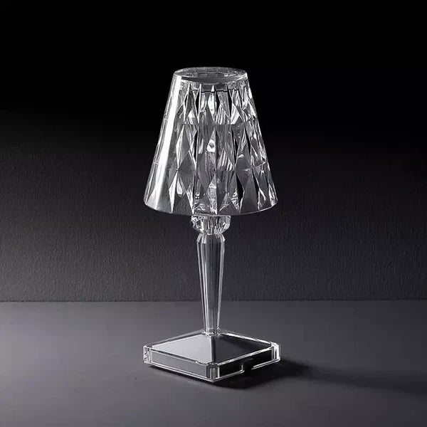 Lámpara elegante con acento de cristal, regulable y recargable para iluminación del hogar