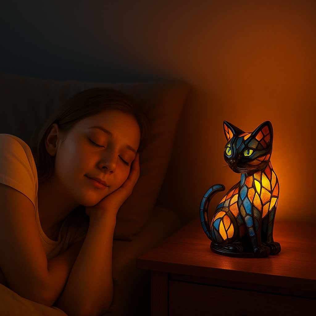 Lámpara de mesa con forma de gato, luz suave con cambio de color para decoración del hogar
