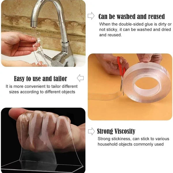 Transparent Sticky Nano Tape Double Sided Grip Reusable Home Tape Traceless Glue - product image 4