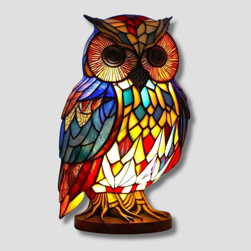 Lámpara de animal para decoración del hogar con efecto de vidrio teñido y brillo de color