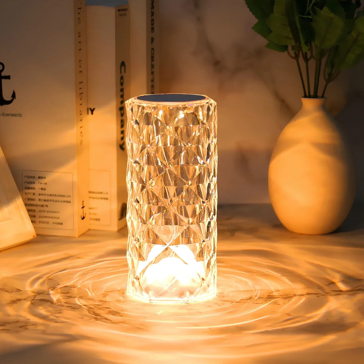 Lámpara LED de cristal elegante con 16 opciones de color y control remoto