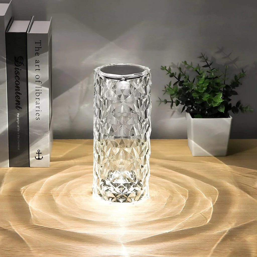Lámpara LED de cristal elegante con 16 opciones de color y control remoto