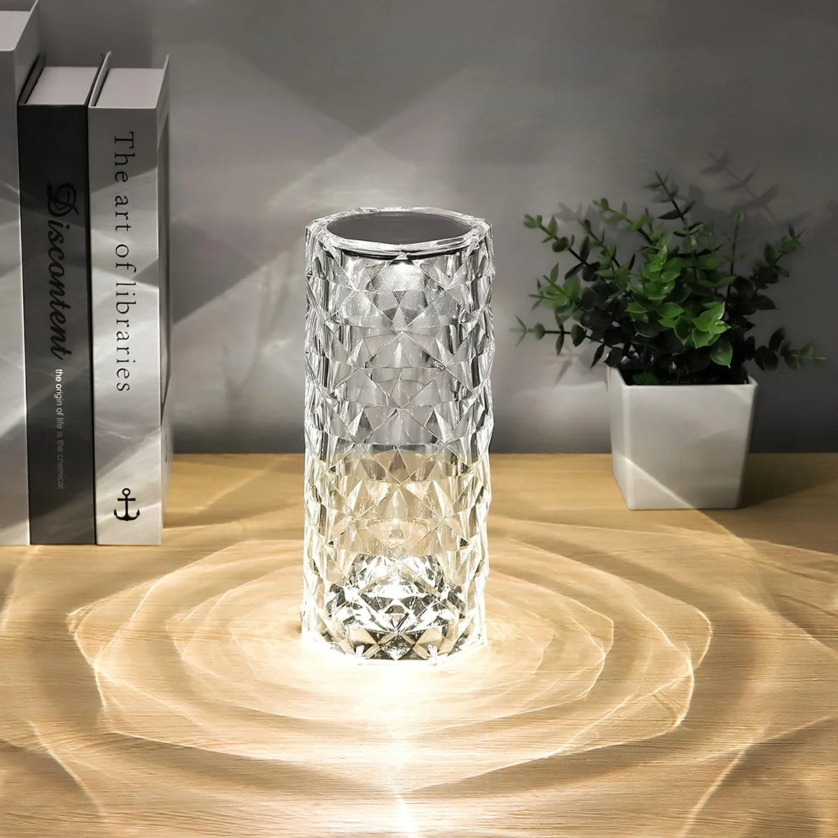 Lámpara LED de cristal elegante con 16 opciones de color y control remoto