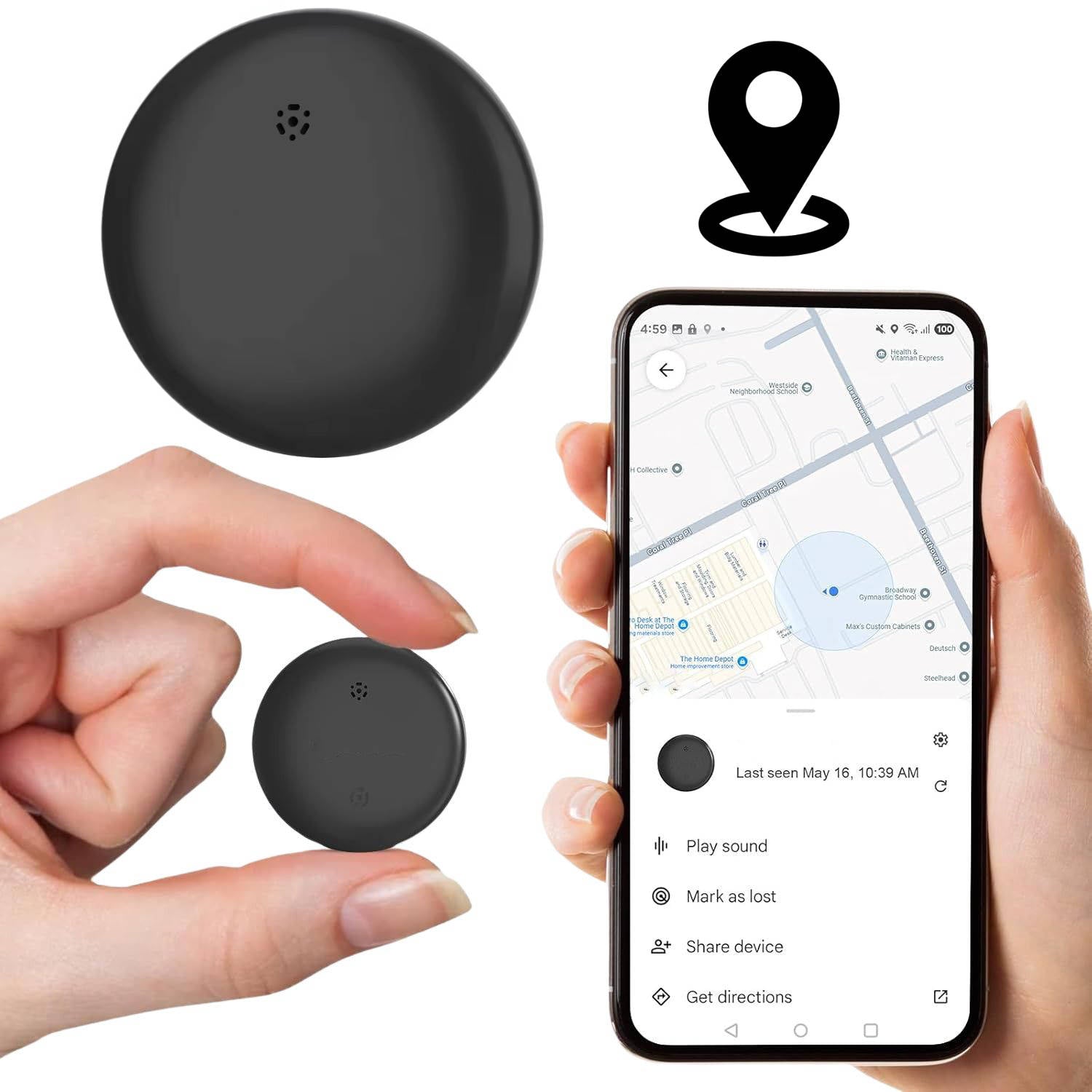 NOMOVA Universal Mini GPS Tracker Device for Cars, Pets, Keys & More