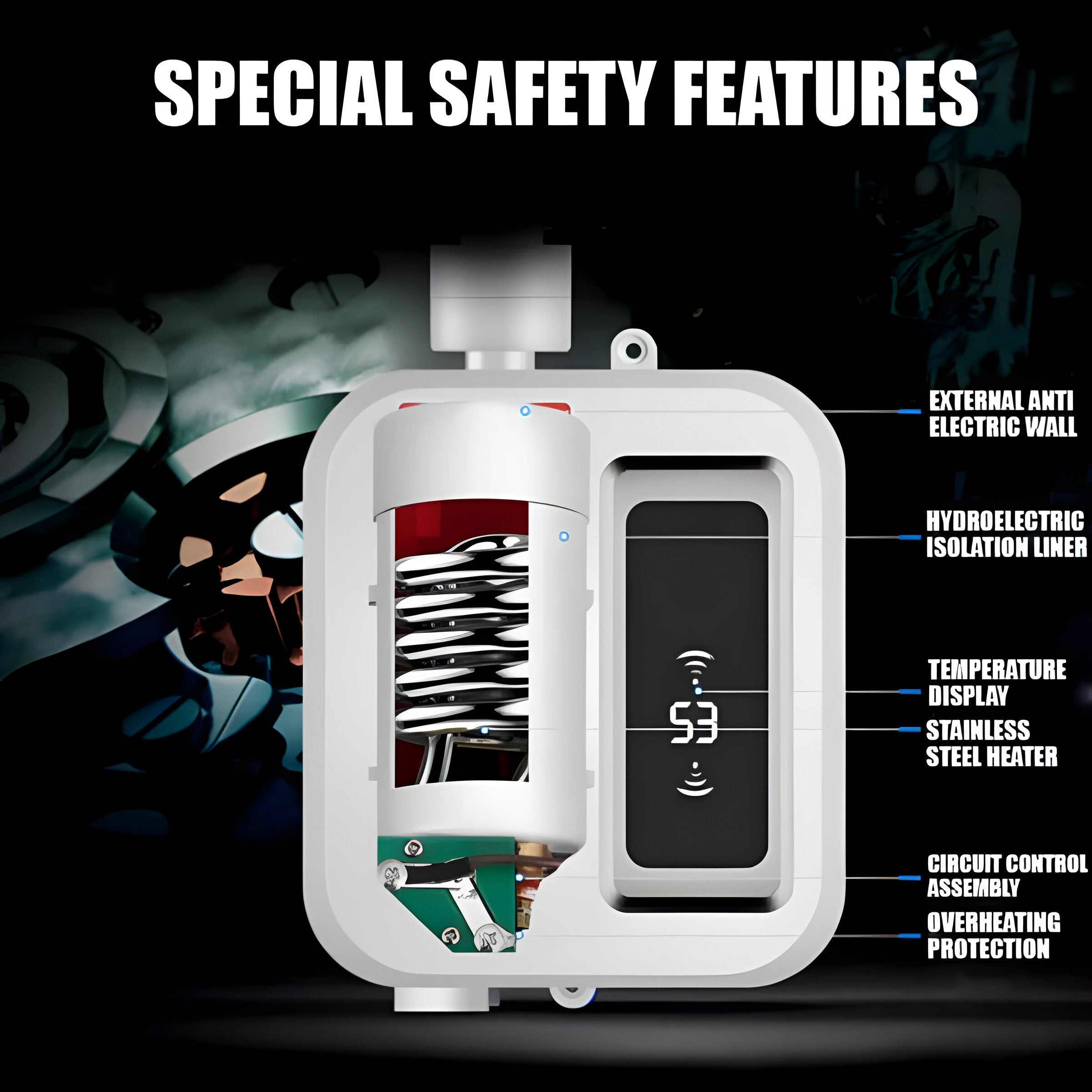 Portable Water Heater | Tankless Hot Water Heater Electric 3500W | Temperature Control Knob - product image 4