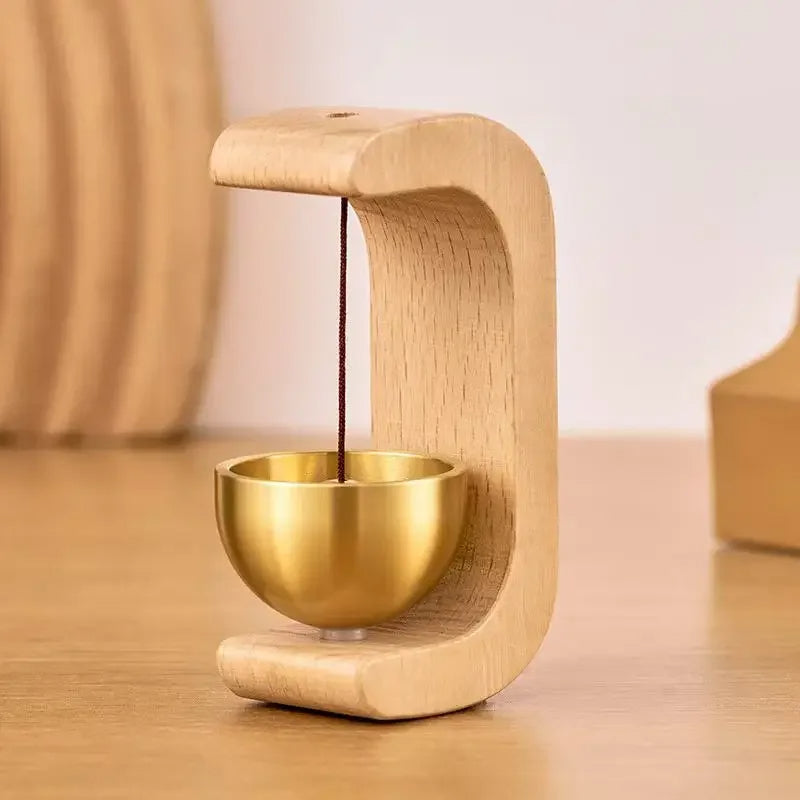 Wireless Door Chime with Brass Bell and Wooden Frame - product detail 5