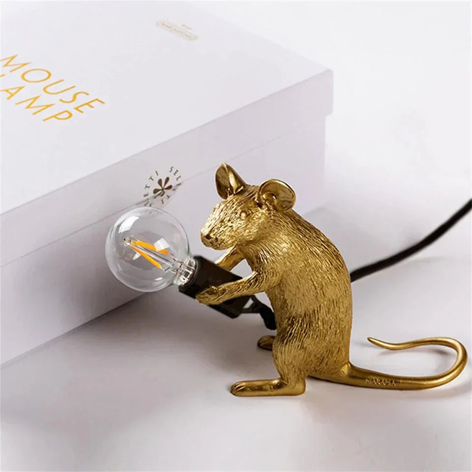 Lámpara de mesa con forma de ratón contemporánea, iluminación decorativa LED creativa