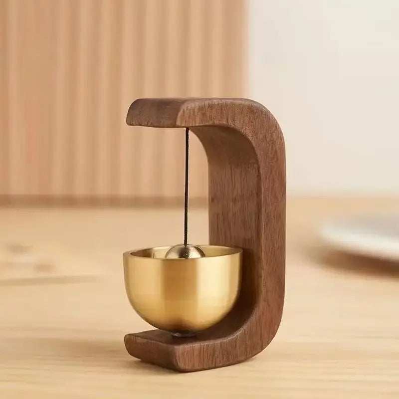 Wireless Door Chime with Brass Bell and Wooden Frame - product detail 6