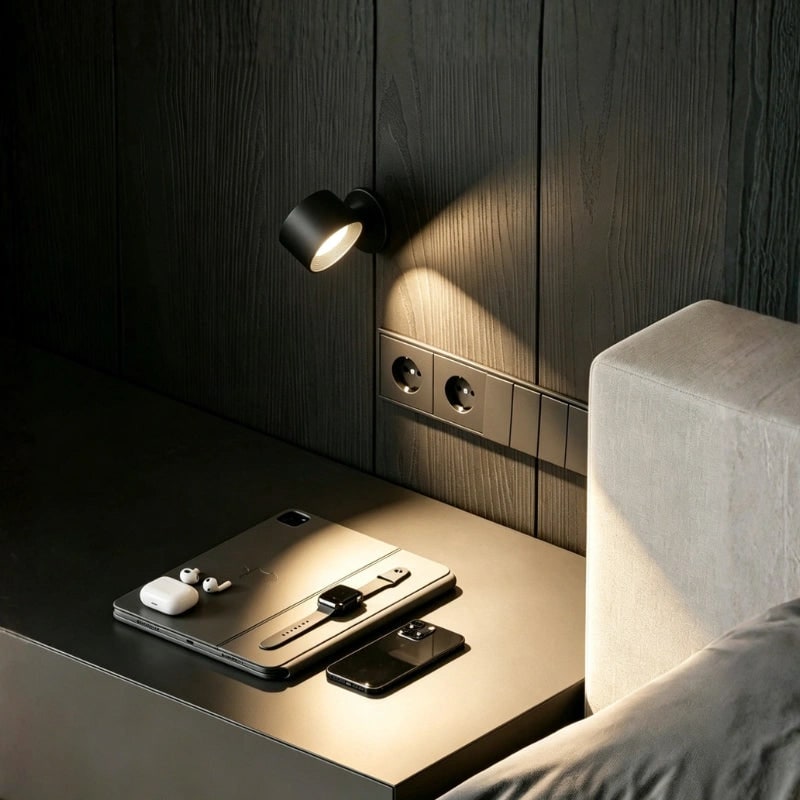Aplique de pared LED magnético ajustable, inalámbrico y recargable, a pilas