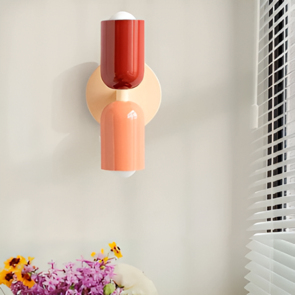 Aplique de pared a batería con dos pantallas de cápsula y diseño inalámbrico sin cables