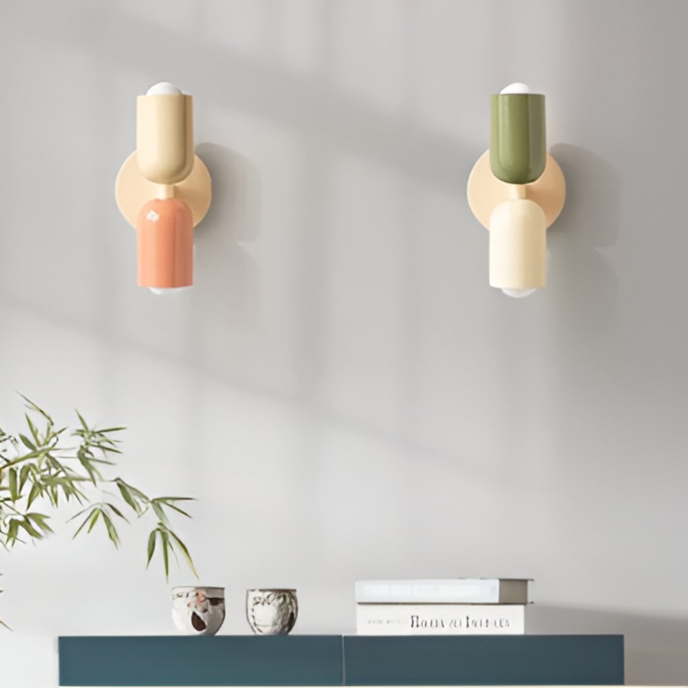 Aplique de pared a batería con dos pantallas de cápsula y diseño inalámbrico sin cables