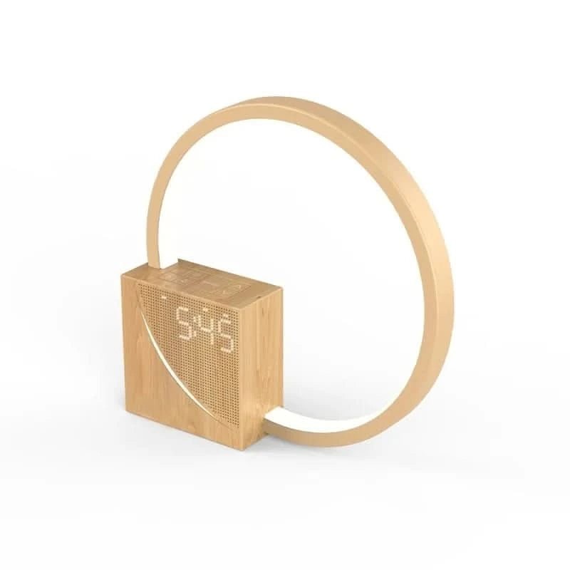 Lámpara de mesa de noche con reloj despertador digital, puerto de carga USB y luz nocturna LED