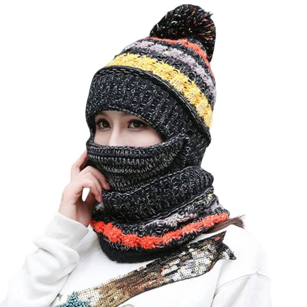 Cozy Knitted Hat Scarf Set with Velvet Lining - product detail 6