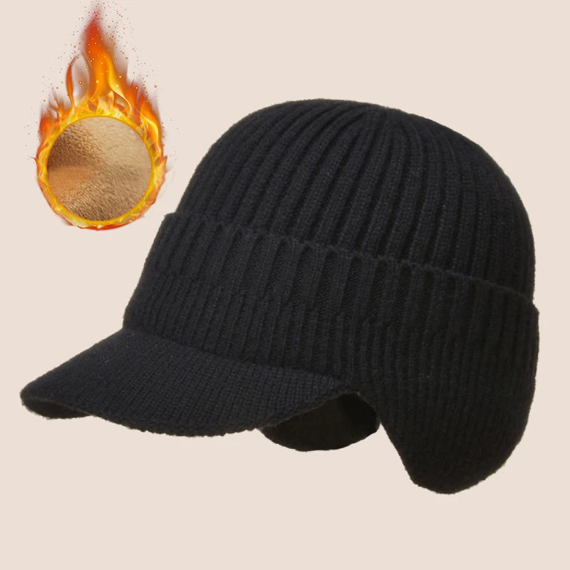Men Knit Ear Cover Winter Hat - product detail 5