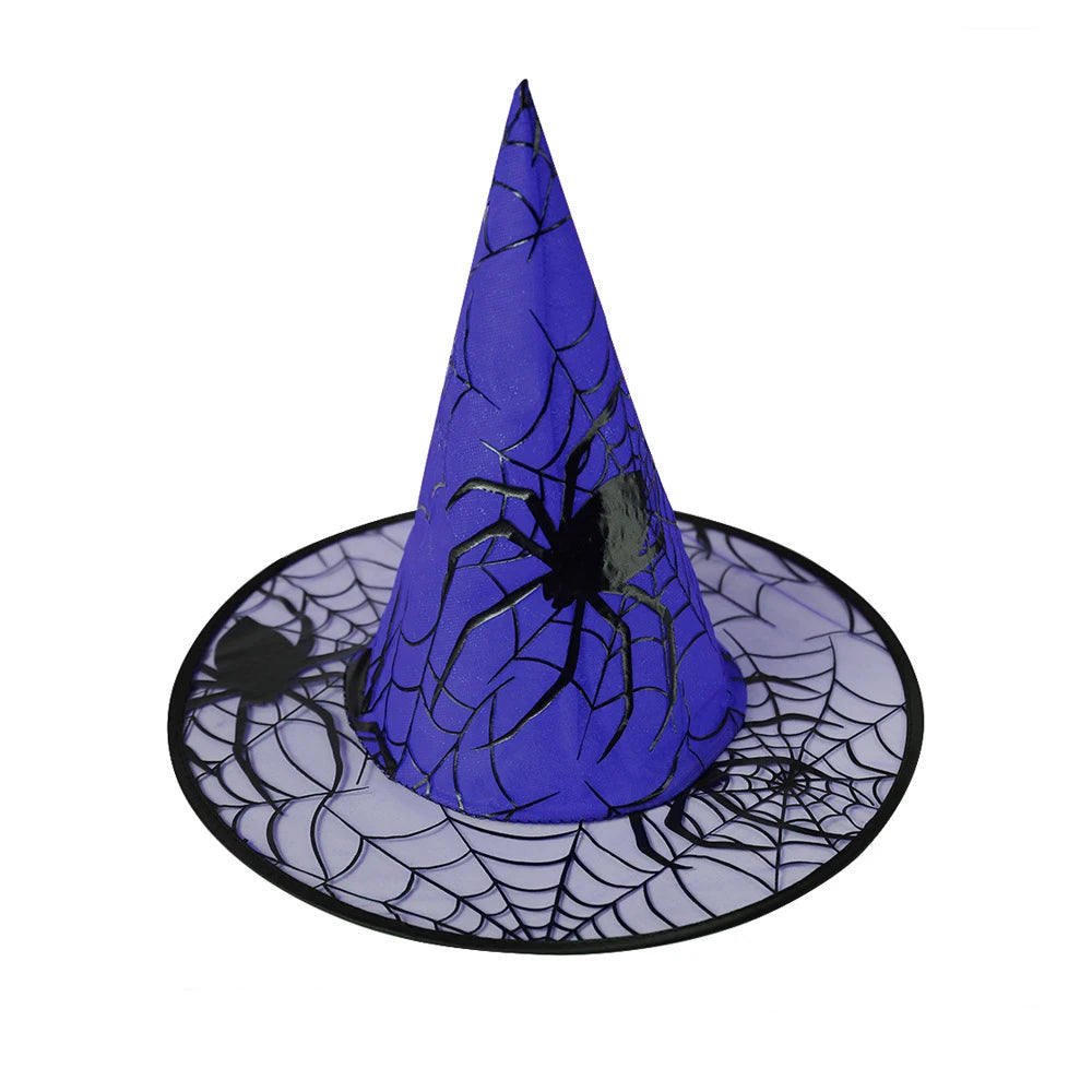 Colorful Spider Web Witch Hat Halloween Costume - product detail 3