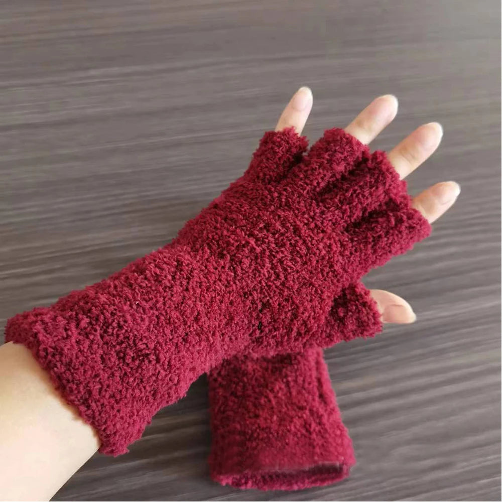 Winter Comfort Knit Half Finger Gloves - product detail 10