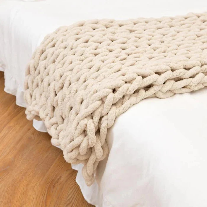 Chenille Chunky Knitted Blanket, Thick Cable Knit Throw for Couch Bed Sofa - product image 2