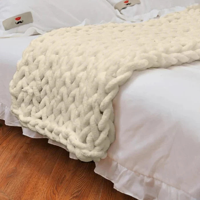 Chenille Chunky Knitted Blanket, Thick Cable Knit Throw for Couch Bed Sofa - product image 1