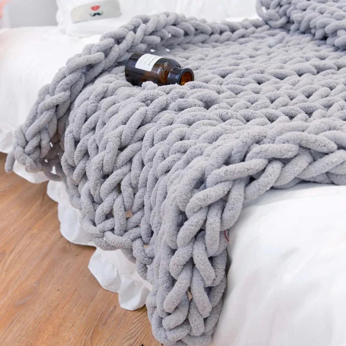 Chenille Chunky Knitted Blanket, Thick Cable Knit Throw for Couch Bed Sofa - product image 6