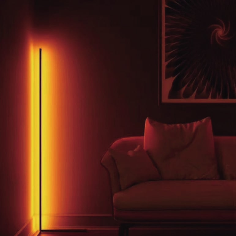 Lámpara de pie de esquina con control remoto y luz LED RGB que cambia de color, de estilo moderno de mediados de siglo