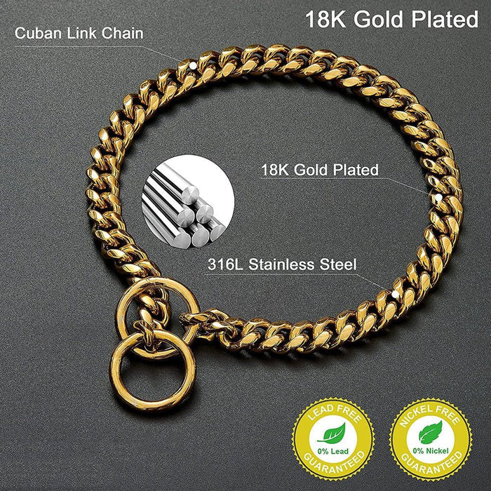 Dog Chain Collar, Black, Gold, Stainless Steel for Dogs Heavy Duty - product image 8