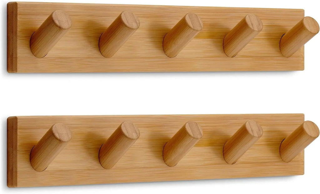 Wooden Wall-Mounted Coat Hook Rack with 5 Hooks - product detail 3