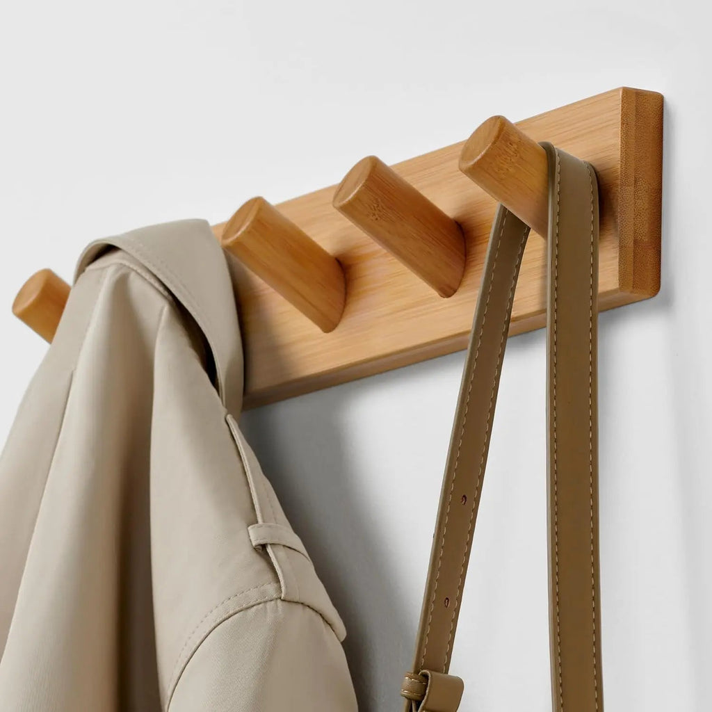 NOMOVA Wooden Wall-Mounted Coat Hook Rack with 5 Hooks