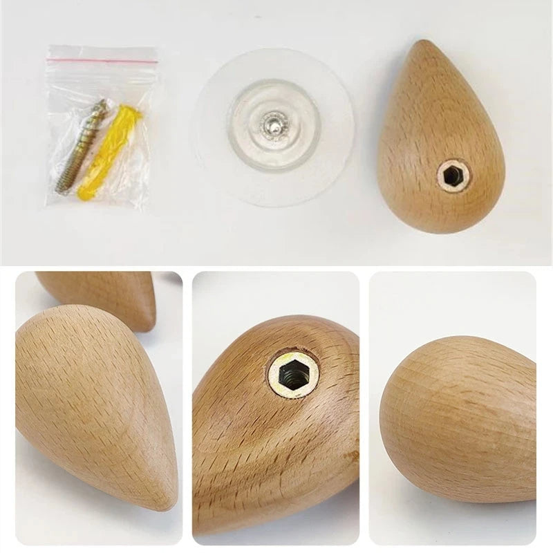 Beech Wood Water Drop Wall Coat Holder - product detail 4