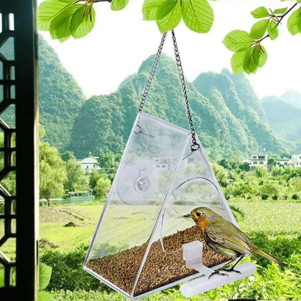 NOMOVA Clear Acrylic Hanging Bird Feeder for Outdoor Garden
