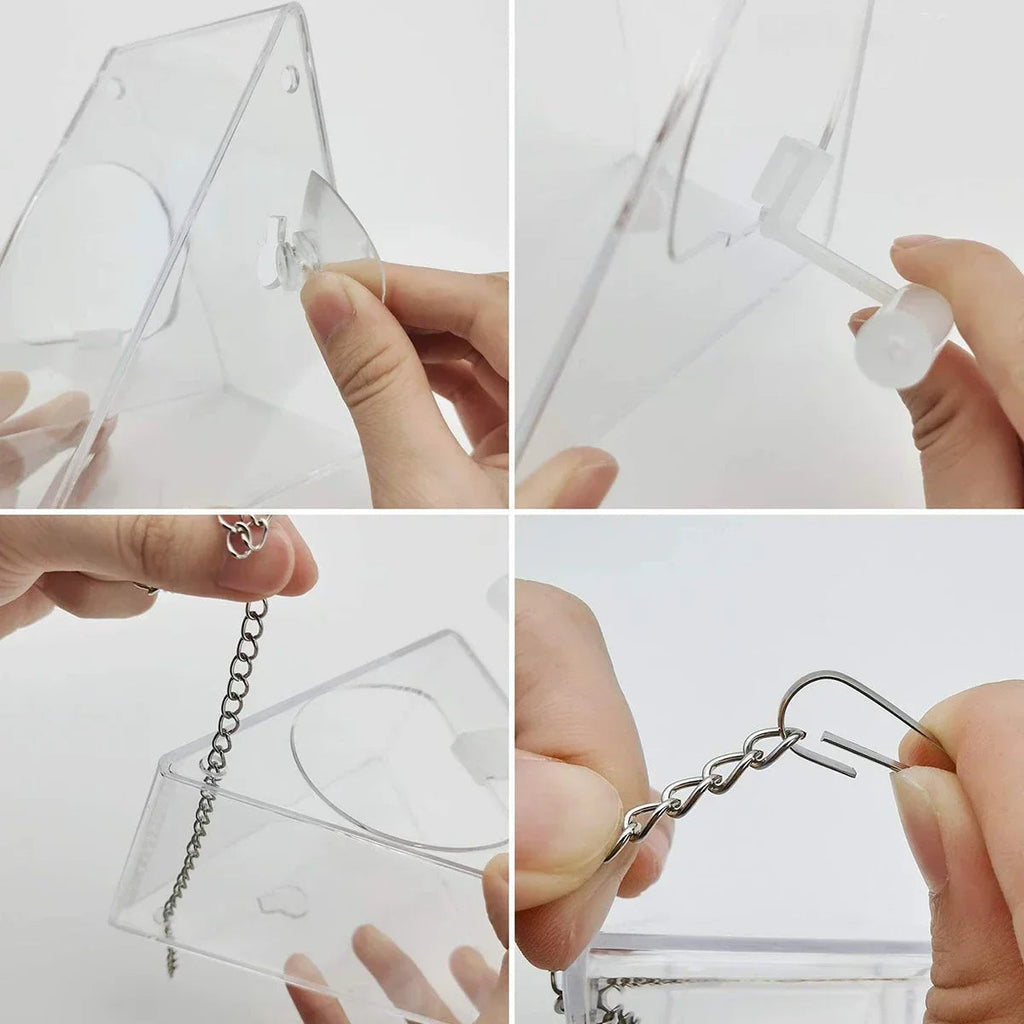 Clear Acrylic Hanging Bird Feeder for Outdoor Garden - product detail 3