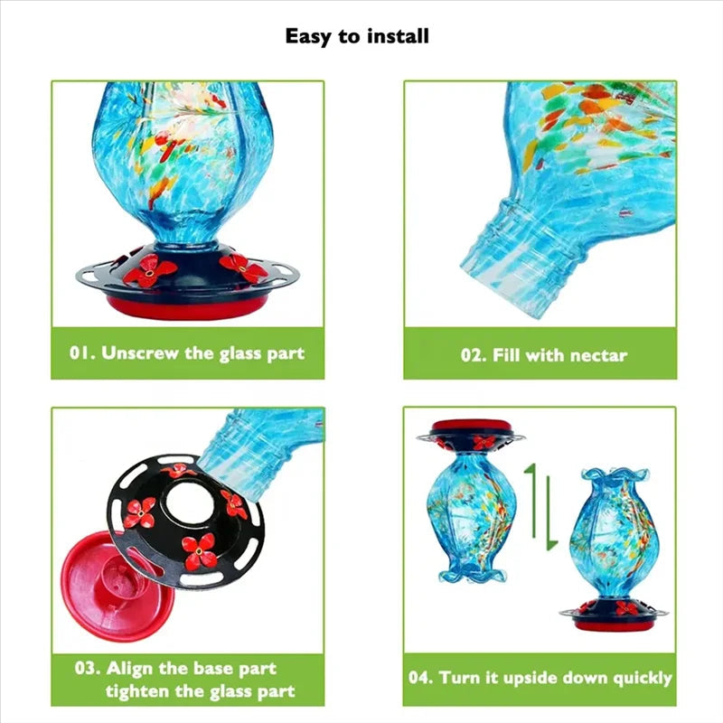 Hand Blown Glass Hanging Bird Feeder - product detail 2
