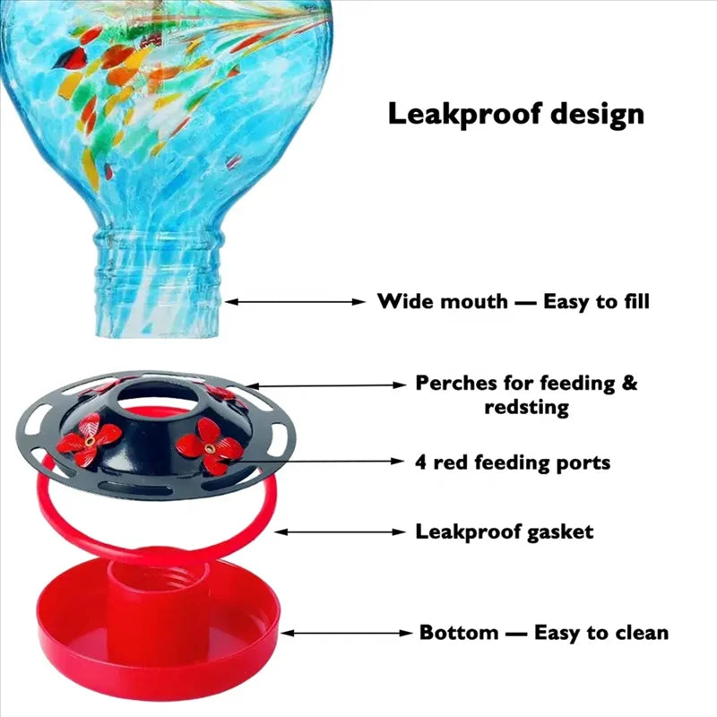 Hand Blown Glass Hanging Bird Feeder - product detail 3