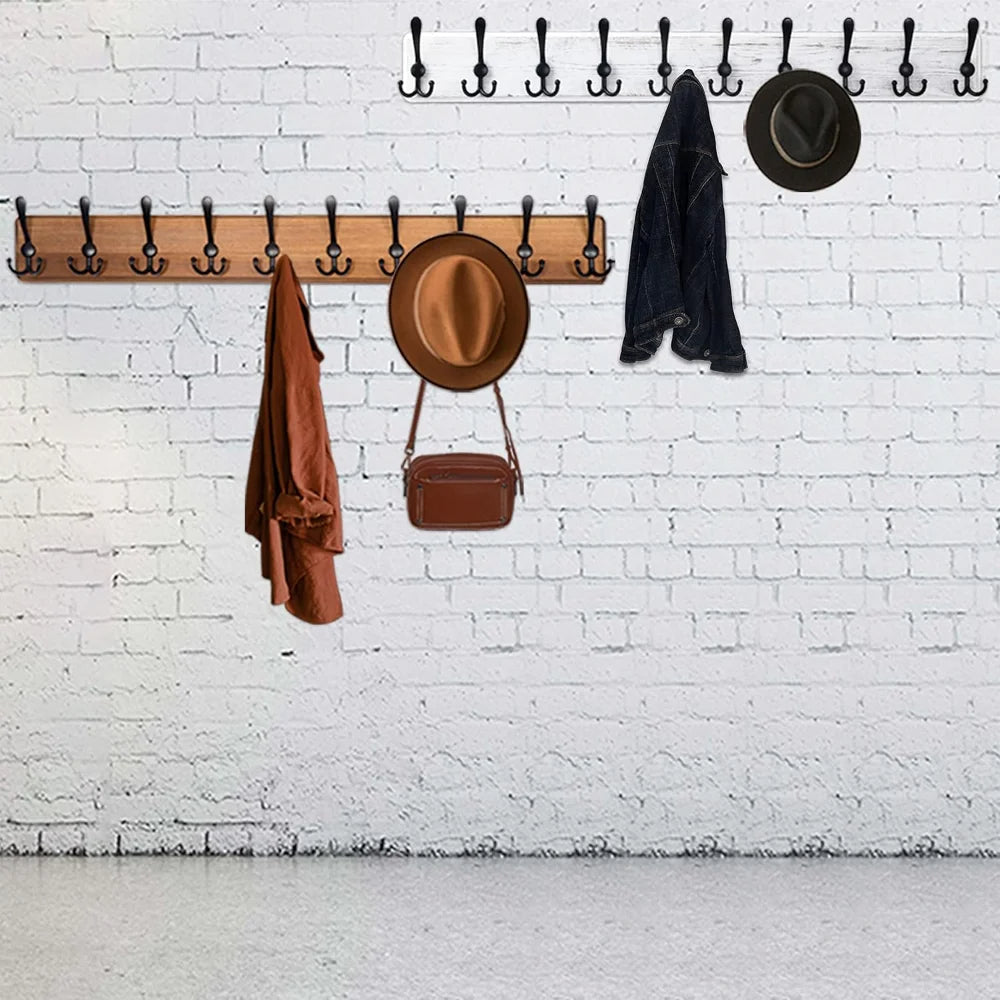 Wooden Wall-Mounted Coat Rack with 10 Hooks - product detail 3