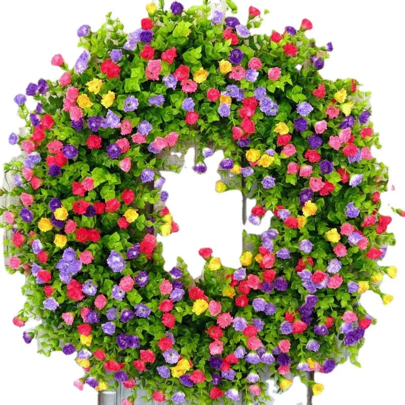 Artificial Colorful Wildflower Spring Wreath - product detail 2