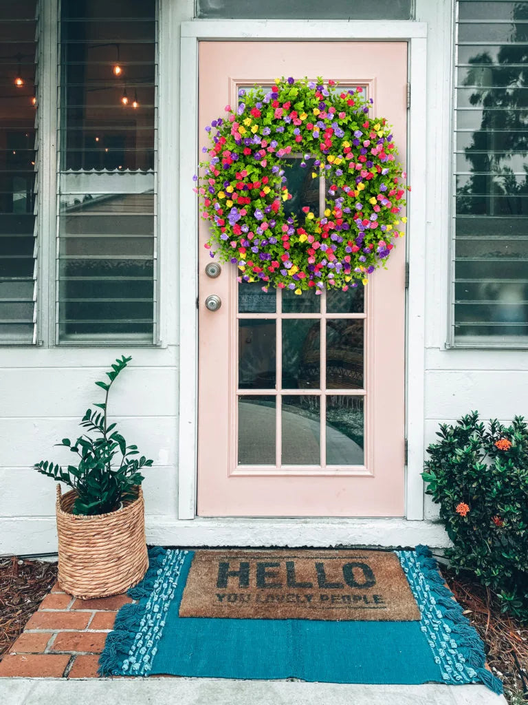 NOMOVA Artificial Colorful Wildflower Spring Wreath
