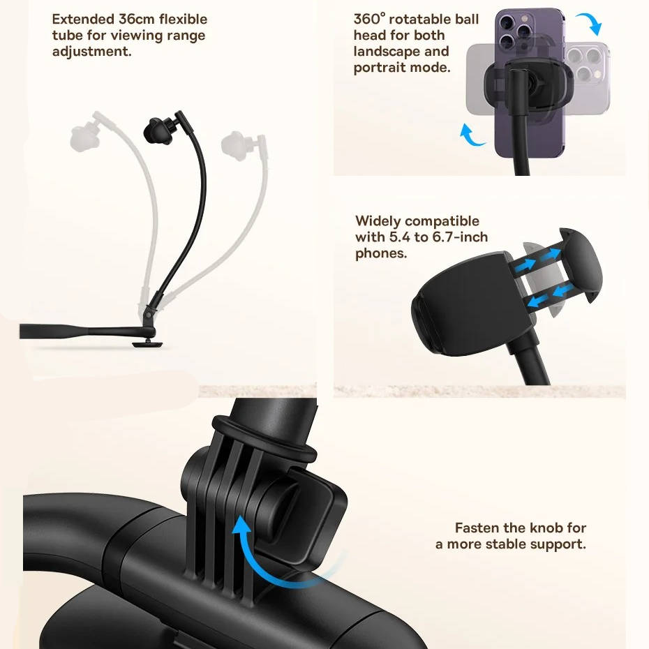 Adjustable Cell Phone Holder For Desk Bed And Mattress - product detail 6