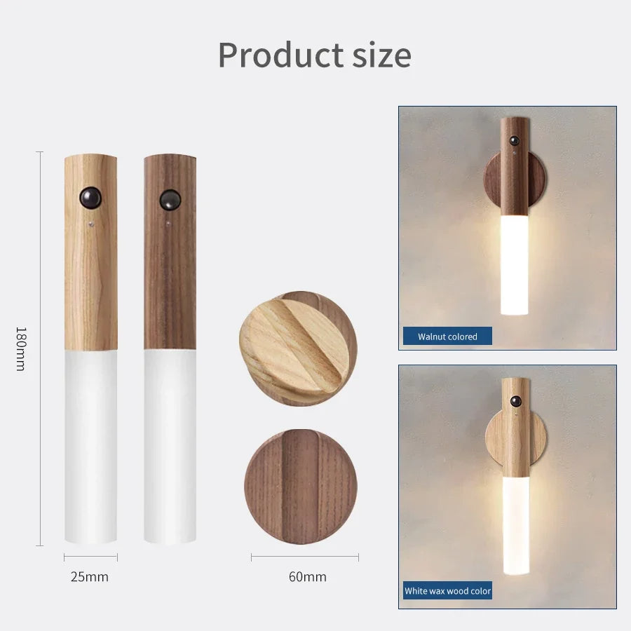 Wood Grain Motion Sensor Night Light with Magnetic Base - product image 6