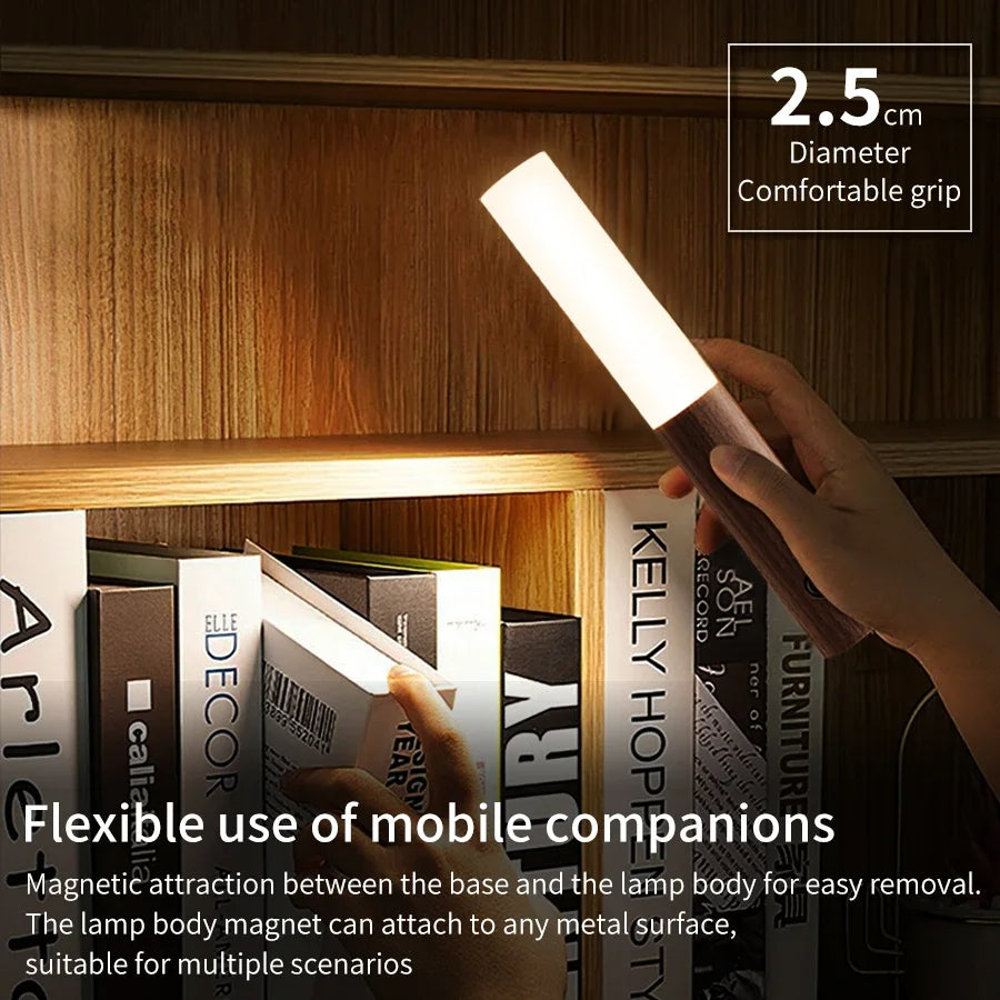 Wood Grain Motion Sensor Night Light with Magnetic Base - product image 2