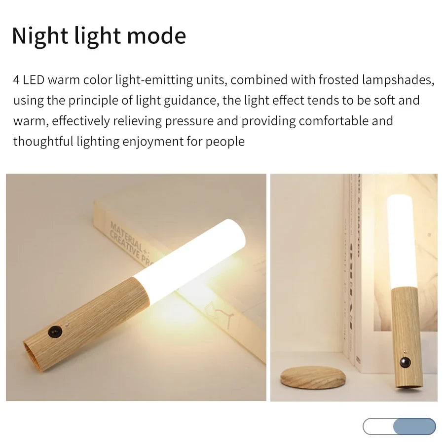 Wood Grain Motion Sensor Night Light with Magnetic Base - product image 3