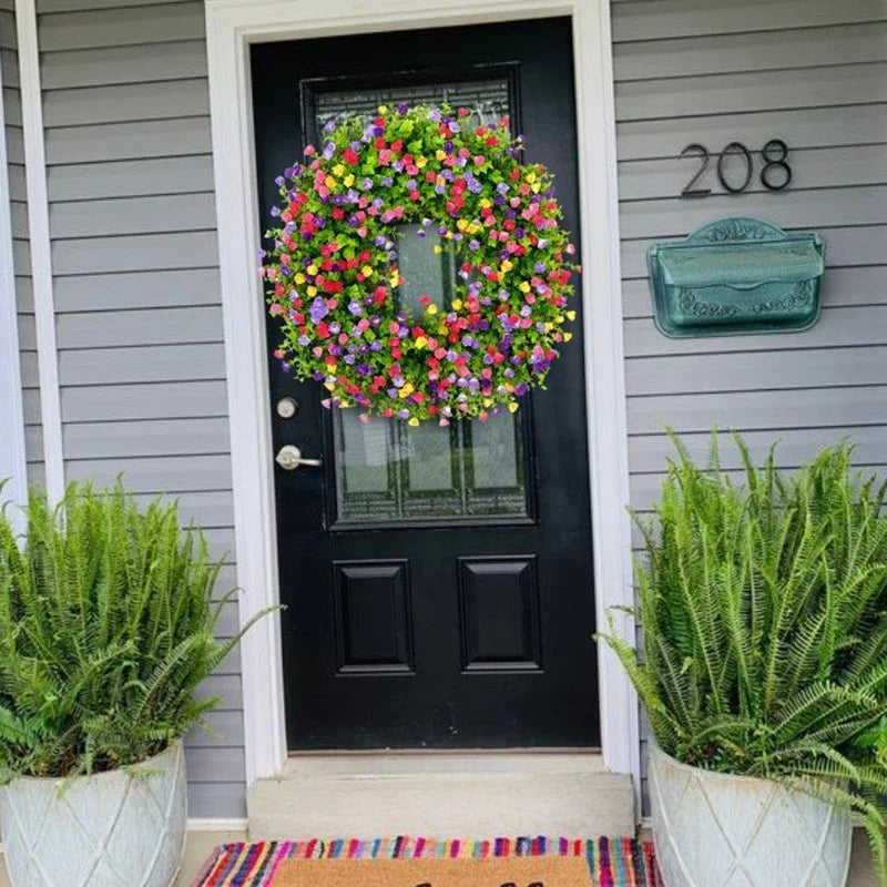 Artificial Colorful Wildflower Spring Wreath - product detail 3