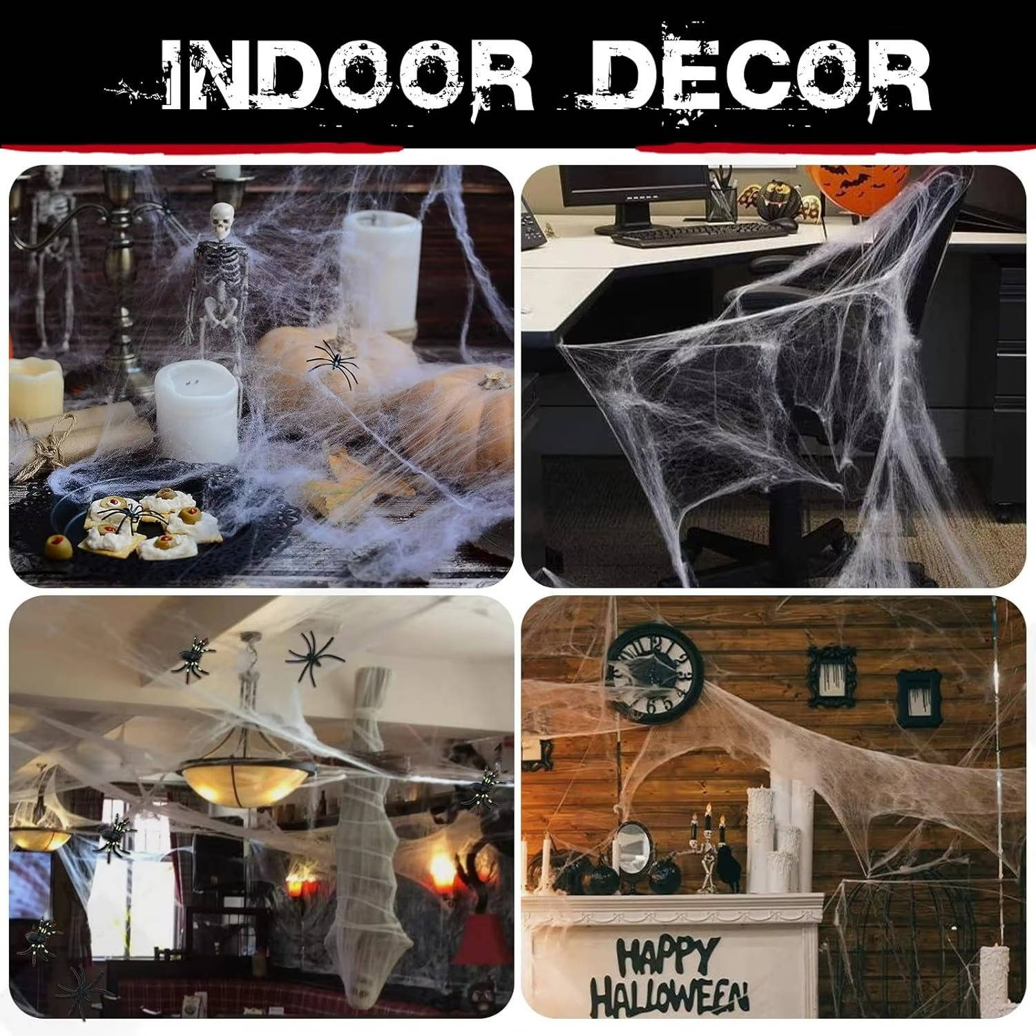 200 Sqft Spider Webs Halloween Door Decorations With Fake - product detail 9