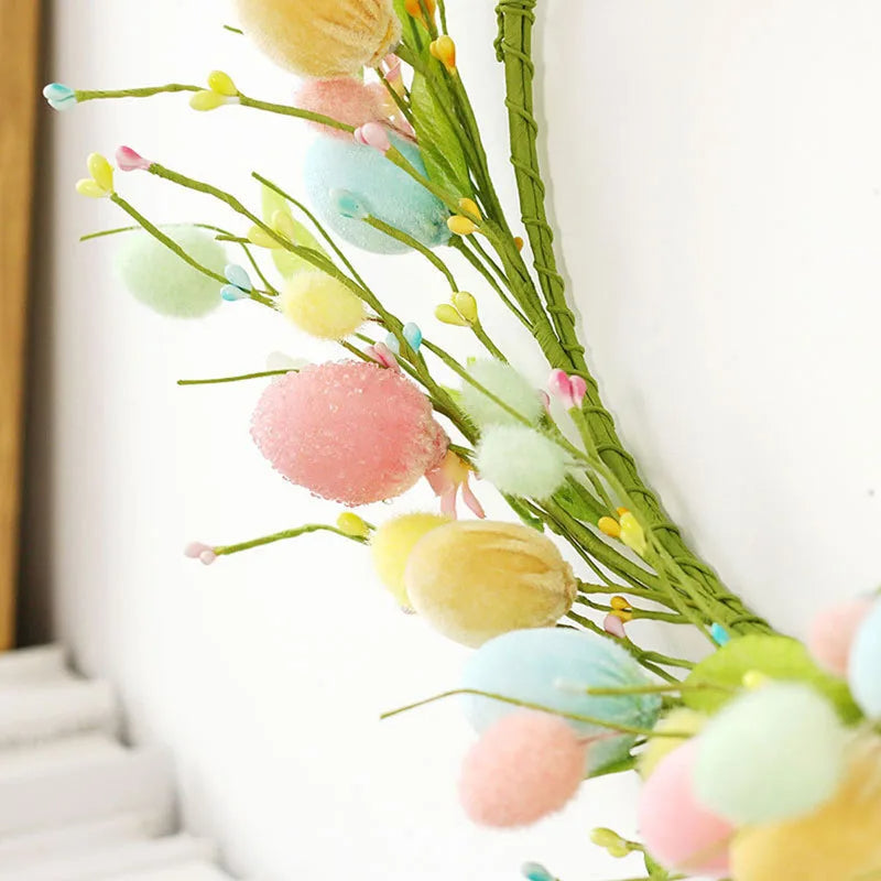 Spring Floral Colorful Easter Egg Wreath - product detail 3